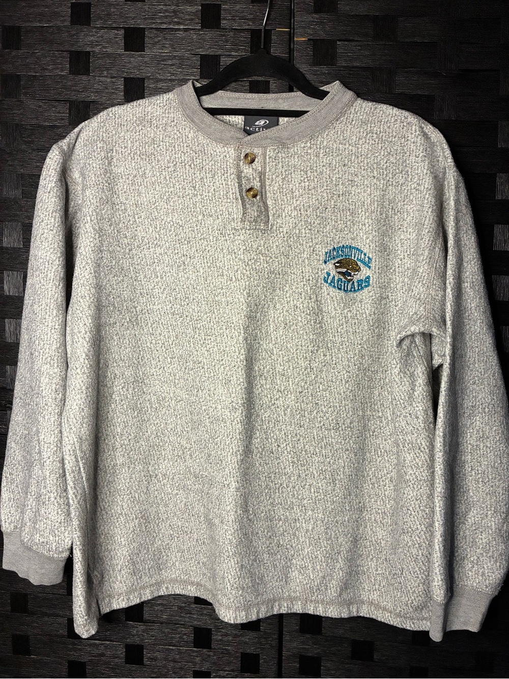 Vintage Active Jacksonville Jaguars Gray Crewneck Henley Sweater